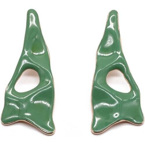 European and American Style Triangle Symmetrical Mint Drip Glaze Earrings Party Valentines Day Present