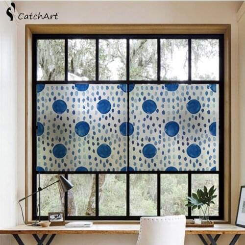 Stained Glass Window Film Non-Adhesive Static Vinyl Window Films Privacy Decorative Window Clings Color Flower Pattern Design
