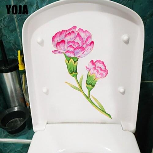 YOJA 19.4X22.1CM Hand Drawn Carnation Personality Wall Decor WC Sticker Toilet Decal T1-1937