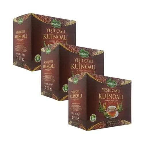 Mindivan Green Quinoa Herbal Tea Bag Slim Fit Antioxidant Detox Anti-Aging Traditional Healthy Tea dry Powder tea 3 Box - 90 Pcs