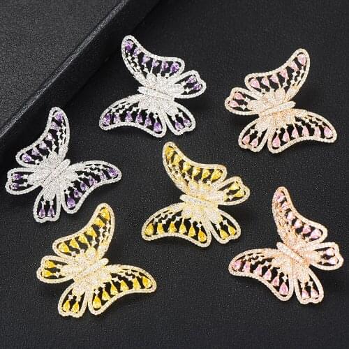 Blachette Bohemian Luxury Big Butterfly Earring For Women Jewelry Accessories Full Cubic Zircon Earrings Pendientes Mujer Moda