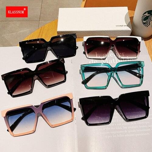 Women Vintage Oversized Sun Glasses Tony Stark Glasses Square Gradient Sunglasses For Men Fashion Outdoor UV400 Colored Glasses
