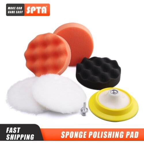 SPTA Car Beauty Waxing Polishing Discs Auto Car Polishing Pad Kit for Car Polisher With M14 ThreaCar Polishing Tools Accessories