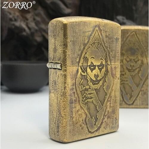 ZORRO brass Terrorist clown Kerosene gasoline petroleum oilcigarette lighter Classical Durable Smoking igniter gift (no box)