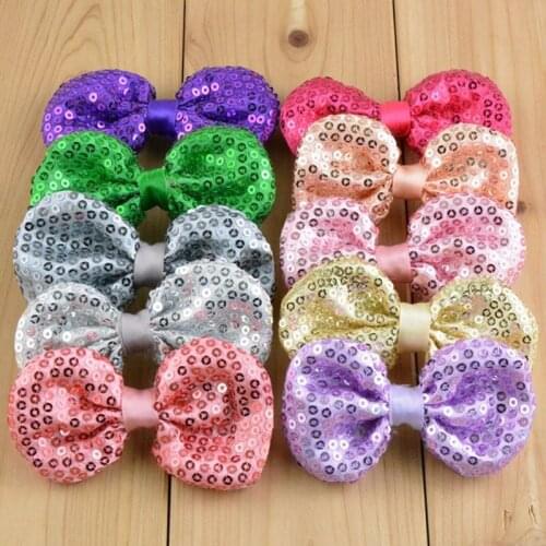10pcs/lot 21Colors 9CM Boutique Sequin Fabric Knot Applique Hair Bows For Glitter Nonwovens Garments Decoration Patches