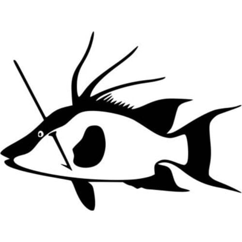 14cm*10.4cm Spear FISHING Vinyl Car-styling Car Sticker Decals Black Silver Accessories C11-0140