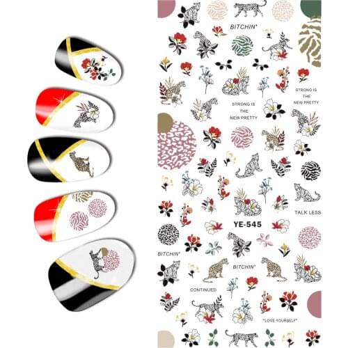 1X Super Large Nail Art Transfers Stickers Nail Decals FLOWER LEOPARD TRANSPARENT PETALS TROPICAL PLANT YE543-545