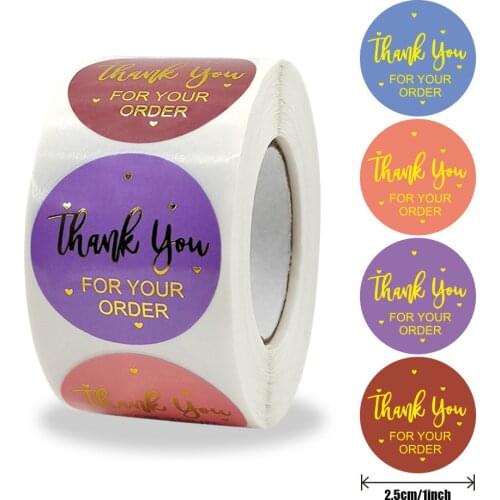 50-500pcs Hot Stamping Golden Sticker Round Thank You Gift Decor Seal Labels Kids Reward Diary Scrapbook Stationery Sticker