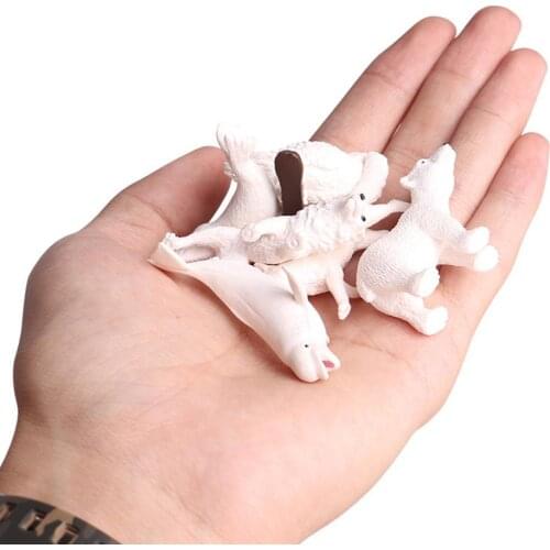 6PCS Mini Arctic Animals Penguins Polar Bear Snowy Owl Dolphin Wolf Action Figures Model Figurine Miniature Lovely Kid Toy