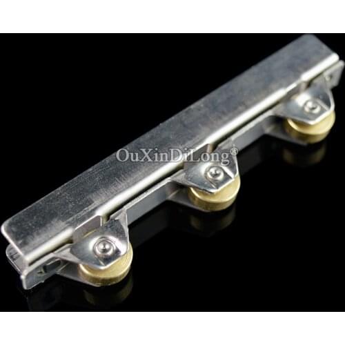 Free Shipping 8PCS Stainless Steel Glass Showcase Cabinet Sliding Door Rollers 3 Copper Wheels Track Pulleys for 8mm Glass