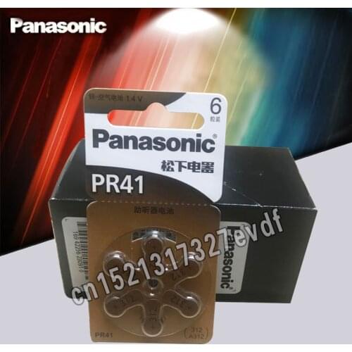 60PCS 100% Genuine Panasonic PR41 Hearing Aid Batteries 7.9MM*3.6MM 312 Deaf-aid Cochlear Button Cell Batteries Aud