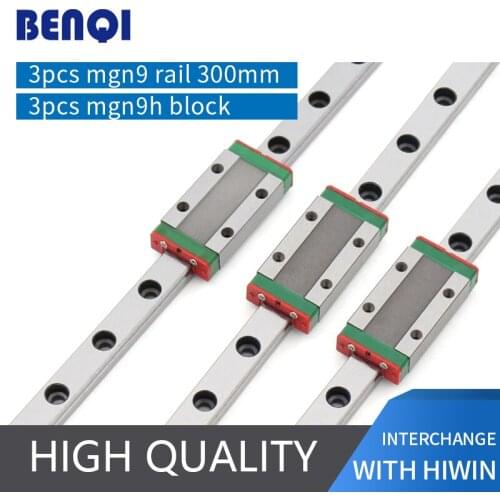 Free shipping 3d printer linear guide 3pcs mgn9 - L300mm + 3pcs MGN9H carriage