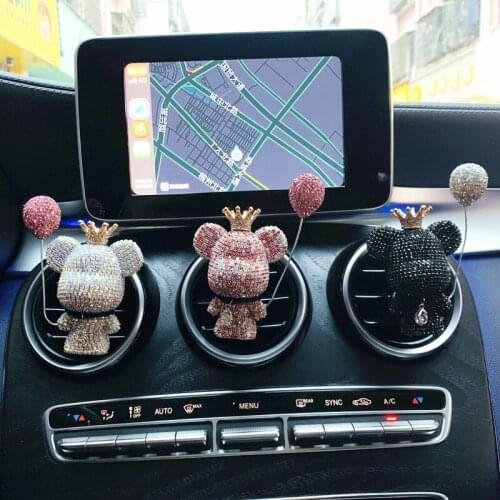 Blingbling Car Aromathereapy High-grade Creative Diamond Lovely Bear Big Head Bear Car Air Outlet Perfume Clip Air Fresher