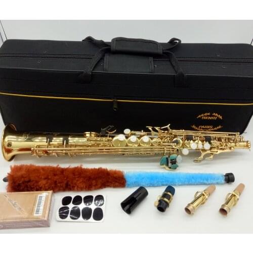Brand MFC Soprano Saxophone 802 Gold Lacquer B-flat Soprano Sax 80II With Case Mouthpiece Reeds Neck