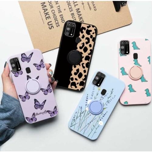 Magnetic Ring Holder Couqe For Samsung Galaxy M31 Case 6.4" Soft Silicone TPU Back Cover For Samsung M 31 m31 Flower Funda Shell