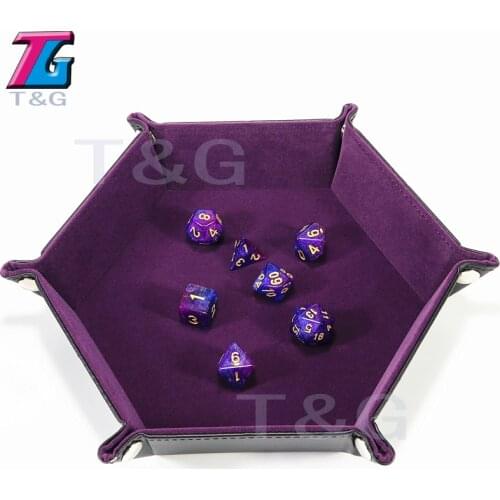 Dice Holder PU Leather Tray Double-sided Use Soft Velvet Portable folding Accessory Favorites Box Board game