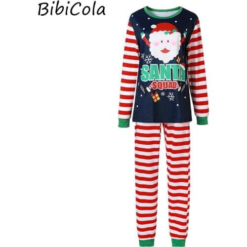 Childrens baby suit boys and girls Santa striped print home wear pajamas cotton parent-child suit suitable for a family of four