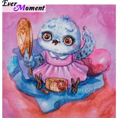 Ever Moment Diamond Painting 5D DIY Owl Mirror Make up Full Square Drill Mosaic Picture Of Rhinestone Diamond Embroidery ASF1860