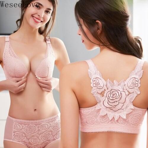 WeseeLove 70-120 Womens Bra Set Sexy Lingerie Plus Size Underwear Push Up Bra Backless Bralette Large Cup Brassiere Intimates
