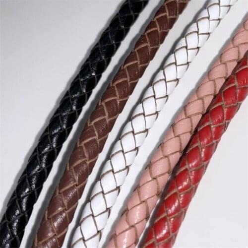 Round Braided Genuine Leather Cord Red Coffee Black Cow Leather Cords String Rope BraceletDIY Jewelry Findings 3mm 4mm 5mm 6mm