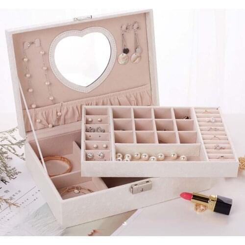 Multi-layer Large-Capacity Jewelry Box European Princess Leather Jewelry Box Jewelry Earrings Storage Box For Girls