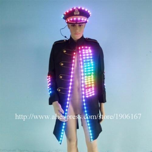Fashion Colorful Led Luminous Ballroom Costume Suit Led Growing Flashing DJ Singer Dancer Host Performer Stage Wear Clothes