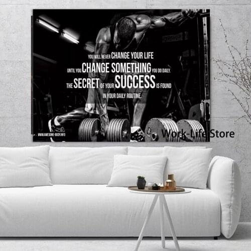 Motivational GYM Body Building Quotes Exercise Painting Art Poster Print Canvas Home Decor Picture Wall Print