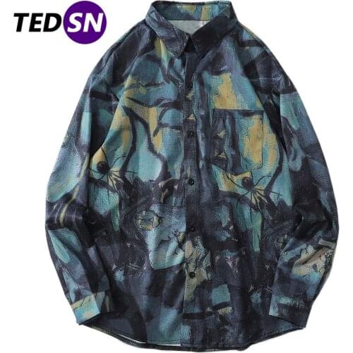 Hip Hop Graffiti Spider Butterfly Long Sleeve Shirt Men Harajuku Streetwear Hawaiian Beach Shirts Cotton Oversized Holiday Shirt
