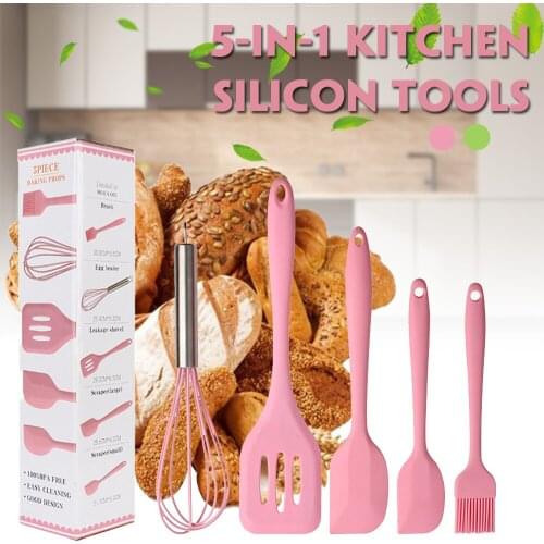 5pcs kitchen Utensil Set Silicone Cake Cream Spatula Mixing Scraper Baking Tool