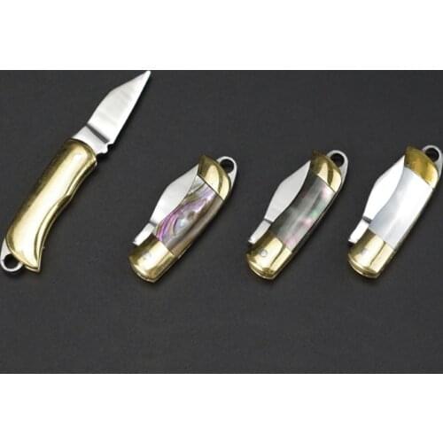 Beautiful Shell Necklace Folding Blade Knife Mini Pocket Wallet Keychain Knives Survival EDC Tool Cutter Peeler Christmas Gift