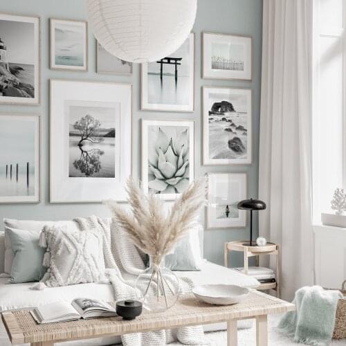 Landscape Scandinavian Nature Posters Nordic Green Agave Seawater Prints Wall Art Painting Photography Living Room Home Decor