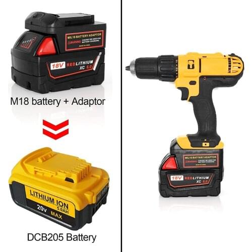 MIL18DL Battery Converter Adapter For Milwaukee M18 Series Convert to 20V Battery Use For Dewalt 18/20 Volt Power Tool