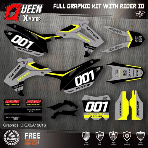 QUEEN X MOTOR Custom Team Graphics Backgrounds Decals Stickers Kit For HONDA 2014-2017 CRF250R 2013-2016 CRF450R 016