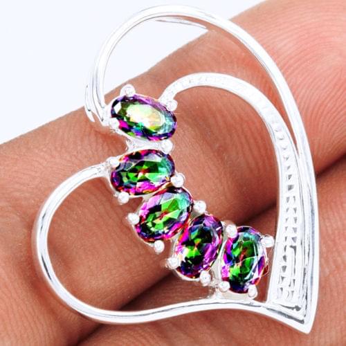Hand makeMystic Topaz Pendant, 100% 925 Sterling Silver, 32mm, 5.4g, AP0156