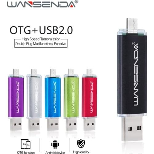 WANSENDA USB Flash Drive OTG 2 in 1 USB2.0 & Micro USB Pen Drive 8GB 16GB 32GB 64GB 128GB 256GB Pendrive Flash Memory Stick