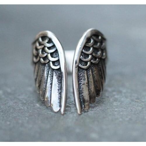 Vintage Punk Open Ring Geometric Feather Finger Ring For Women Accessories Jewelry Girl Gift