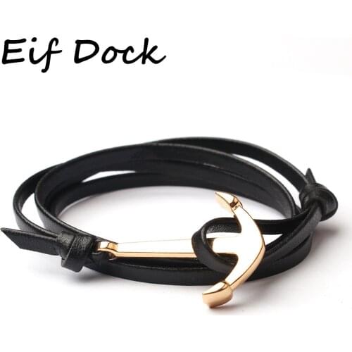 Vintage Gold Metal Anchor Bracelet Multilayer Leathers Rope Chain Armband Retro Handmade Bracelets For Women Men Jewelry Gifts