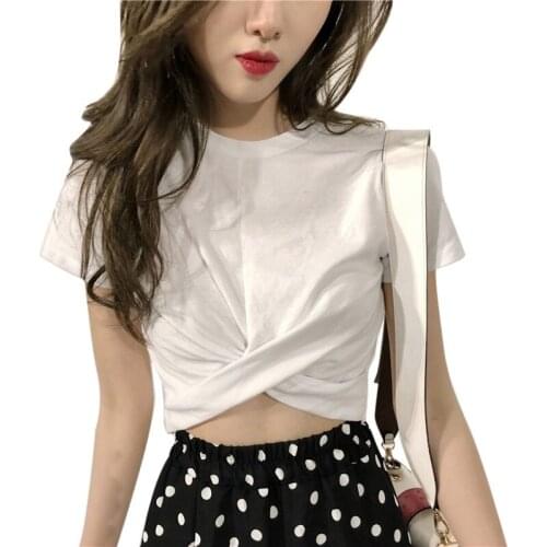 Women O Neck Short Sleeve Sexy T-Shirt Summer Solid Top Harajuku Slim Basic Lady Tee