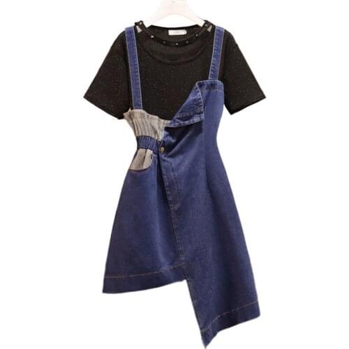 Ladies jeans Dresses Summer suspenders knee-length Denim Dresses european Female fashion dresses women dresses