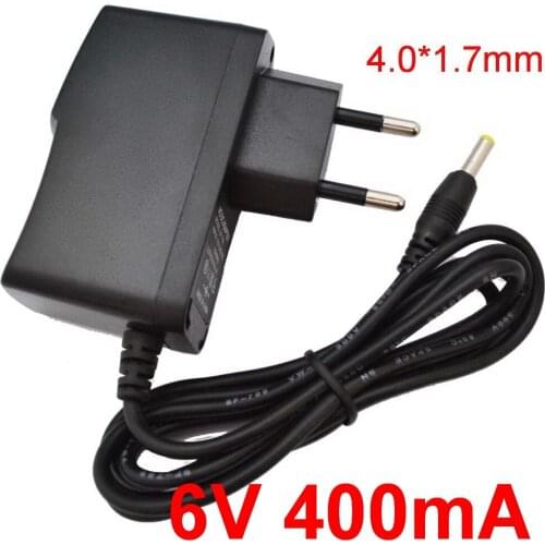 1PCS 6V 400mA High quality DC 6V 400mA & 0.4A AC 100V-240V Converter Switching power adapter Supply EU Plug DC 4.0mm x 1.7mm