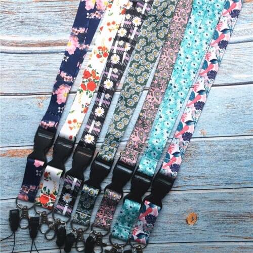 10pcs/lot Flower Neckband Lanyard Key ID Card Gym Mobile Phone Strap Multifunction Mobile Phone Decoration