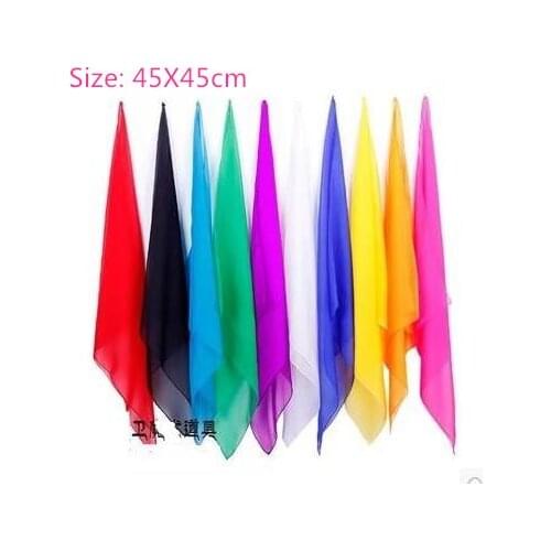 10pcs/Lot Super Thin Magic Silk 45x45cm ( Random Color ),Silk&Cane Magic,Stage Magic Trick,Fun,Accessories,Magia Toys Classic