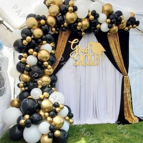 180pc Black White DIY Balloons Set Graduate Arch Garland Kit Gold Chrome Metallic Baloon Bridal Shower Decors Baby Shower Party