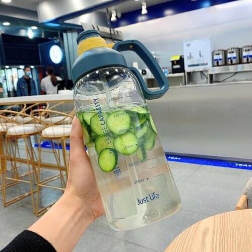 1800ml Plastic Sport Water Bottle Drinking Bottle With Straw Outdoor Portable Gym Water Cup Juice Milk Tea Bottles