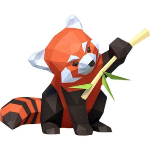 3D Paper Model Red Panda DIY Paper Art Three-Dimensional Floor Decoration Rare Animal Model Childrens Fun Toys
