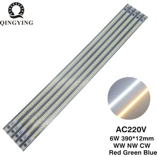 5-50pcs 6W 40cm 220V LED Tube Bar Light 390mm 72Leds High Brightness SMD2835 Aluminum Strip White Warm White Red Green Blue