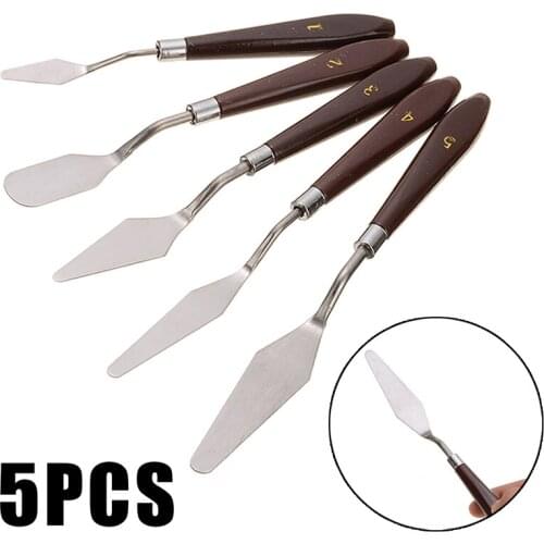 5Pcs Stainless Steel Spatula Tools DIY Pastry Cake Cream Mixer Scraper Spatula Bakeware Baking Pastry Tools
