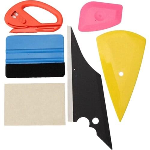 6Pcs Carbon Fiber Car Tools Vinyl Wrap Film Sticker Wrapping Tool Auto Window Tint Foil Magnetic Stick Squeegee Scraper