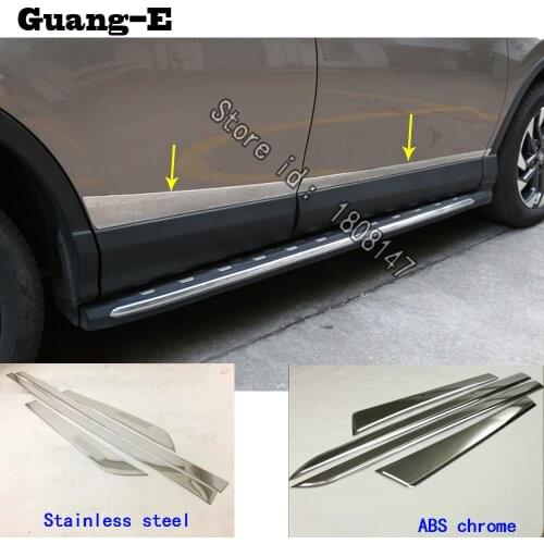 Car Stainless Steel/ABS Chrome Side Door Body Trim Stick Strip Molding Stream Lamp Panel Bumper For Toyota RAV4 2016 2017 2018