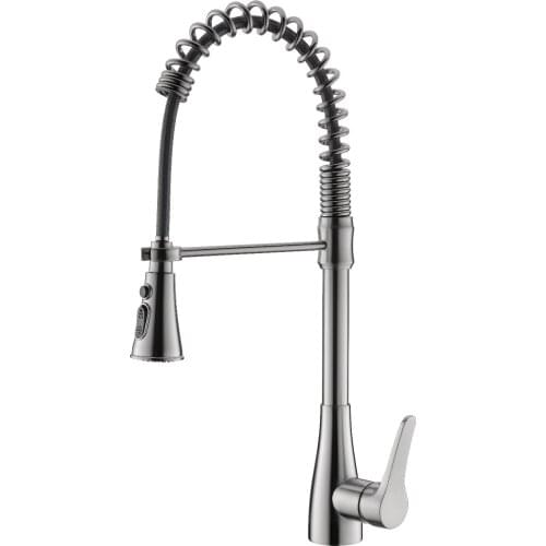 Free ship Modern Tall/High Pull-out/Pull-down brushed nickel color Sprayer kitchen mixer tap single hole /handle Deck mounted